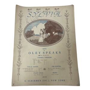 Antique 1914 Sylvia Song by Oley Speaks by G Schirmer Inc Piano Sheet Music